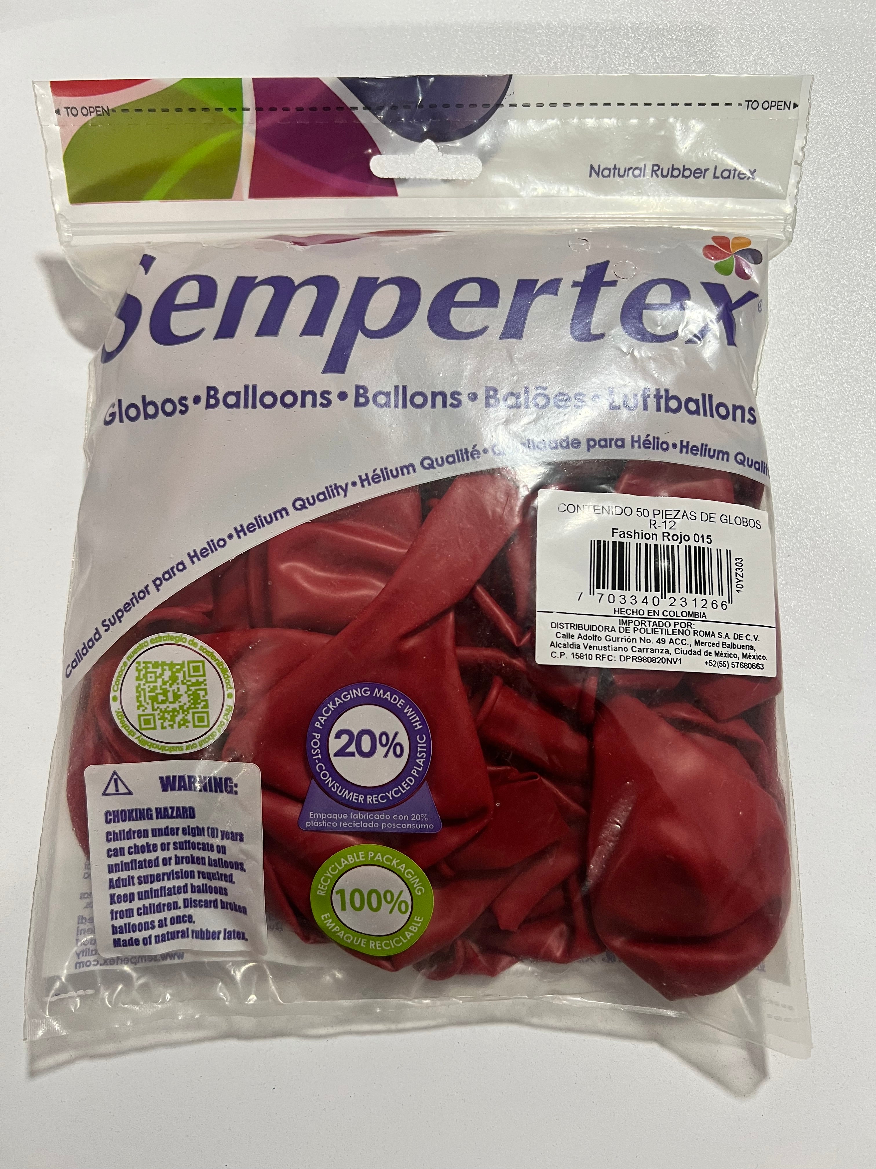 Sempertex R 12 Fashion Rojo 50 Piezas.