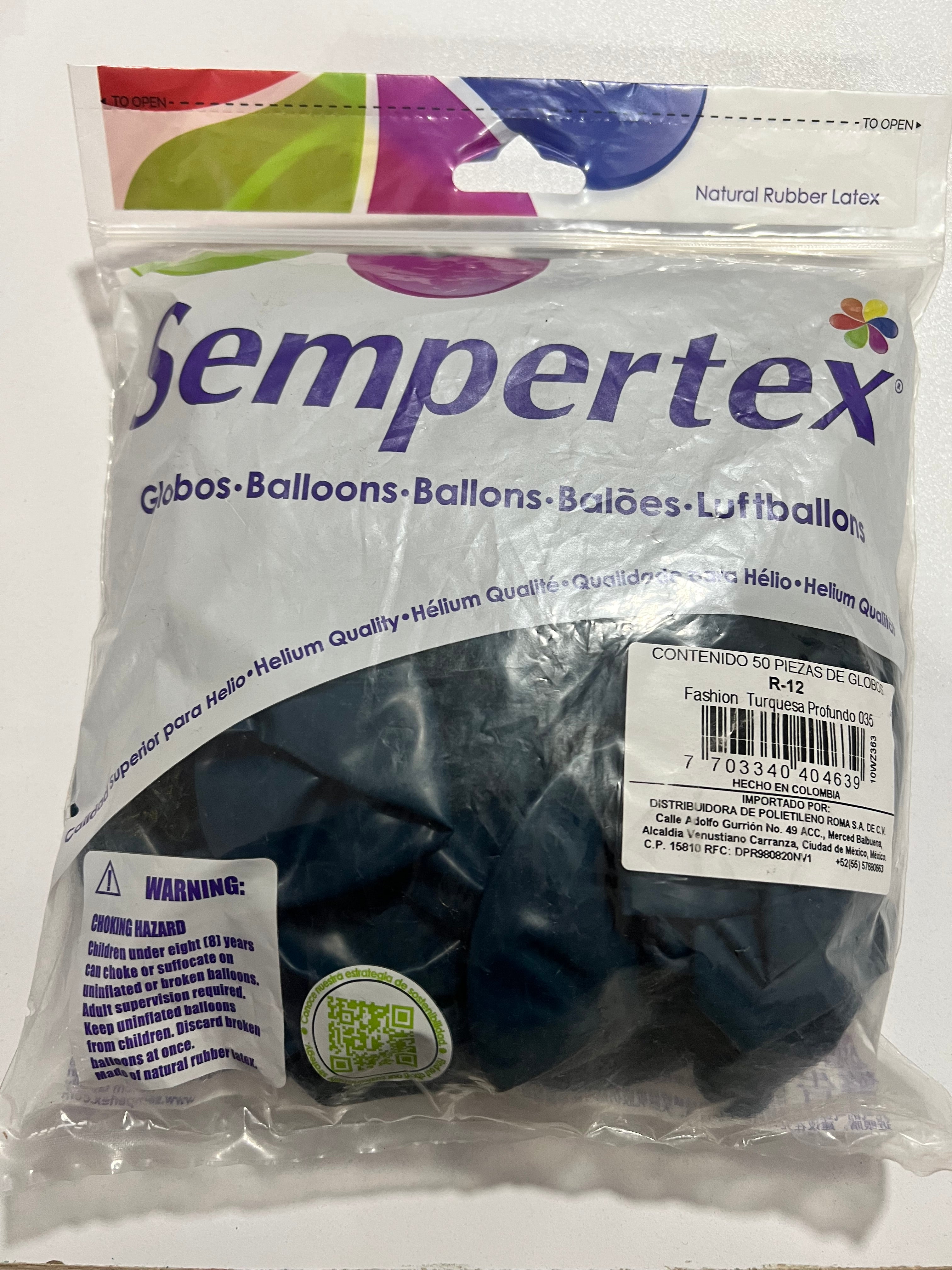 Sempertex R 12 Fashion Turquesa Profundo 50 Piezas.