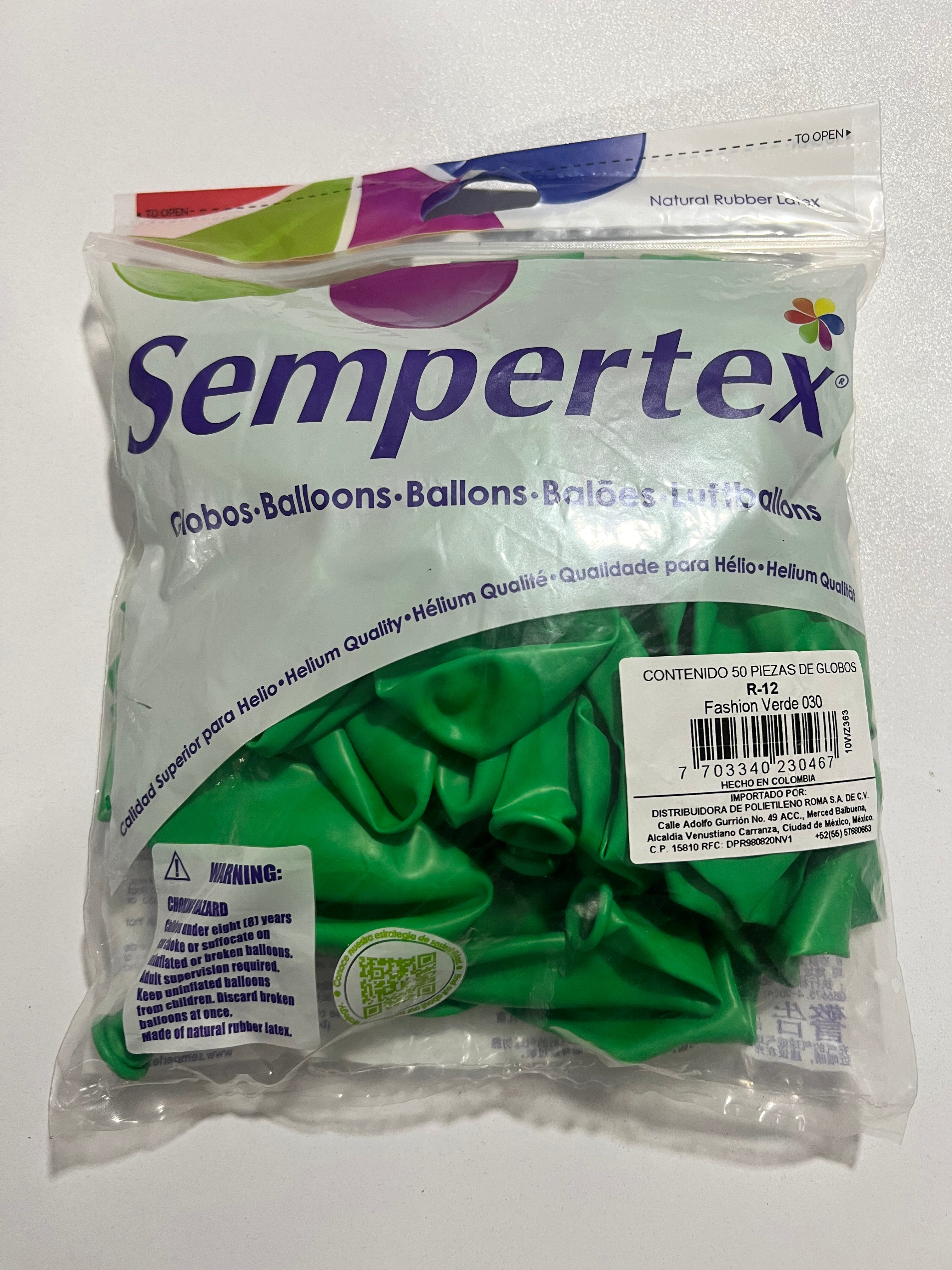 Sempertex R 12 Fashion Verde 50 Piezas.