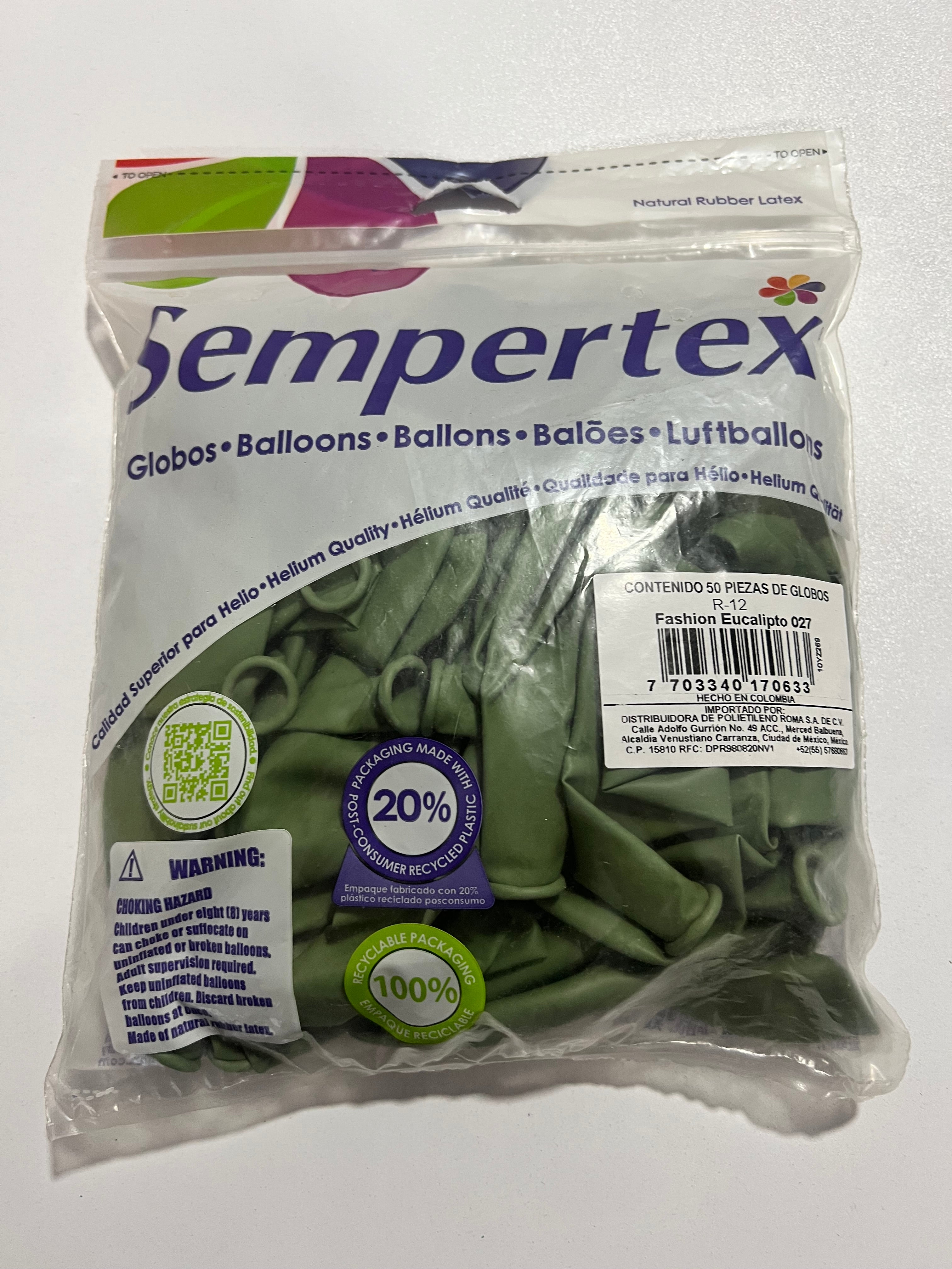 Sempertex R 12 Fashion Eucalipto 50 Piezas.