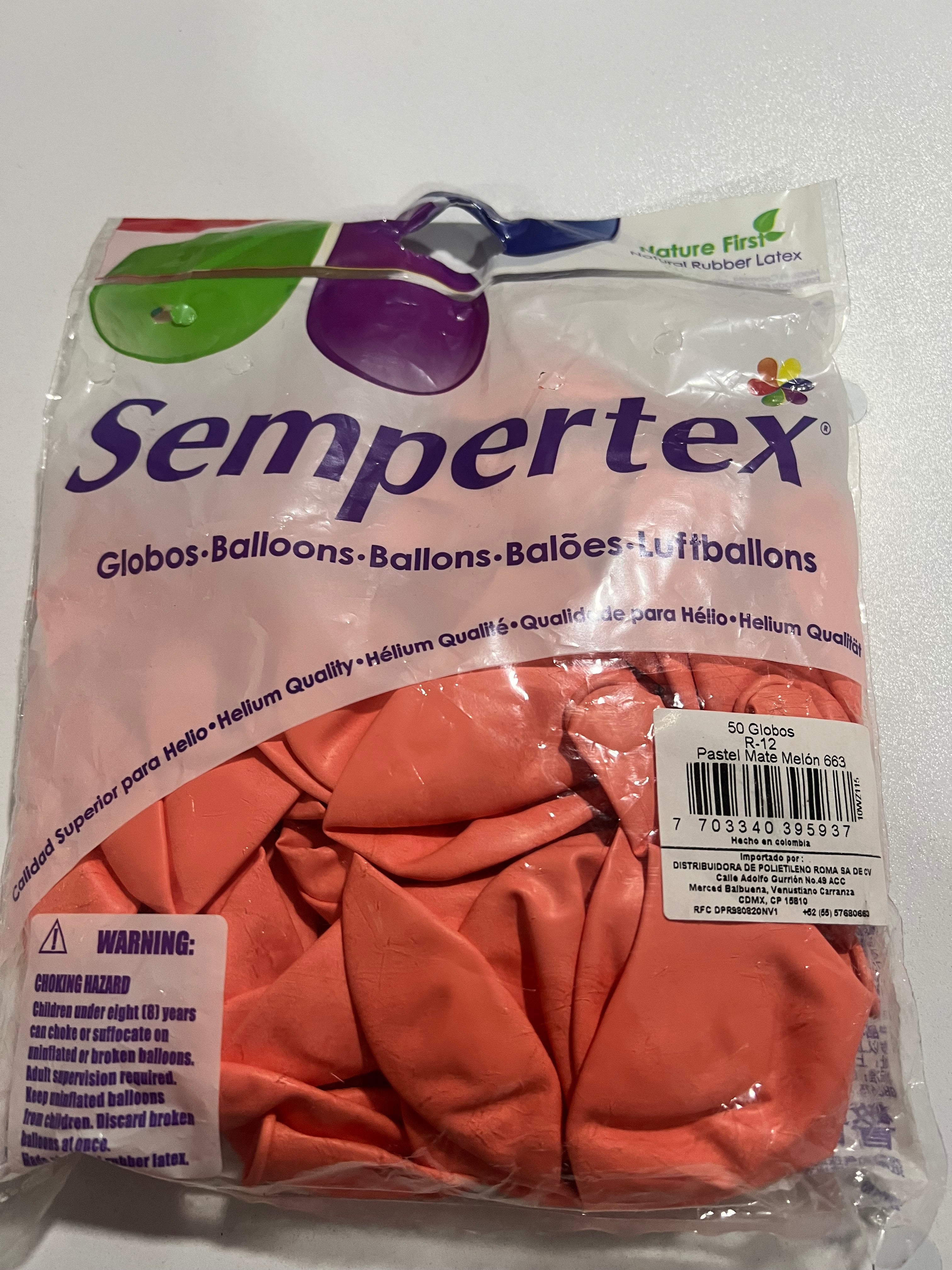 Sempertex R 12 Pastel Mate Melón 50 Piezas.