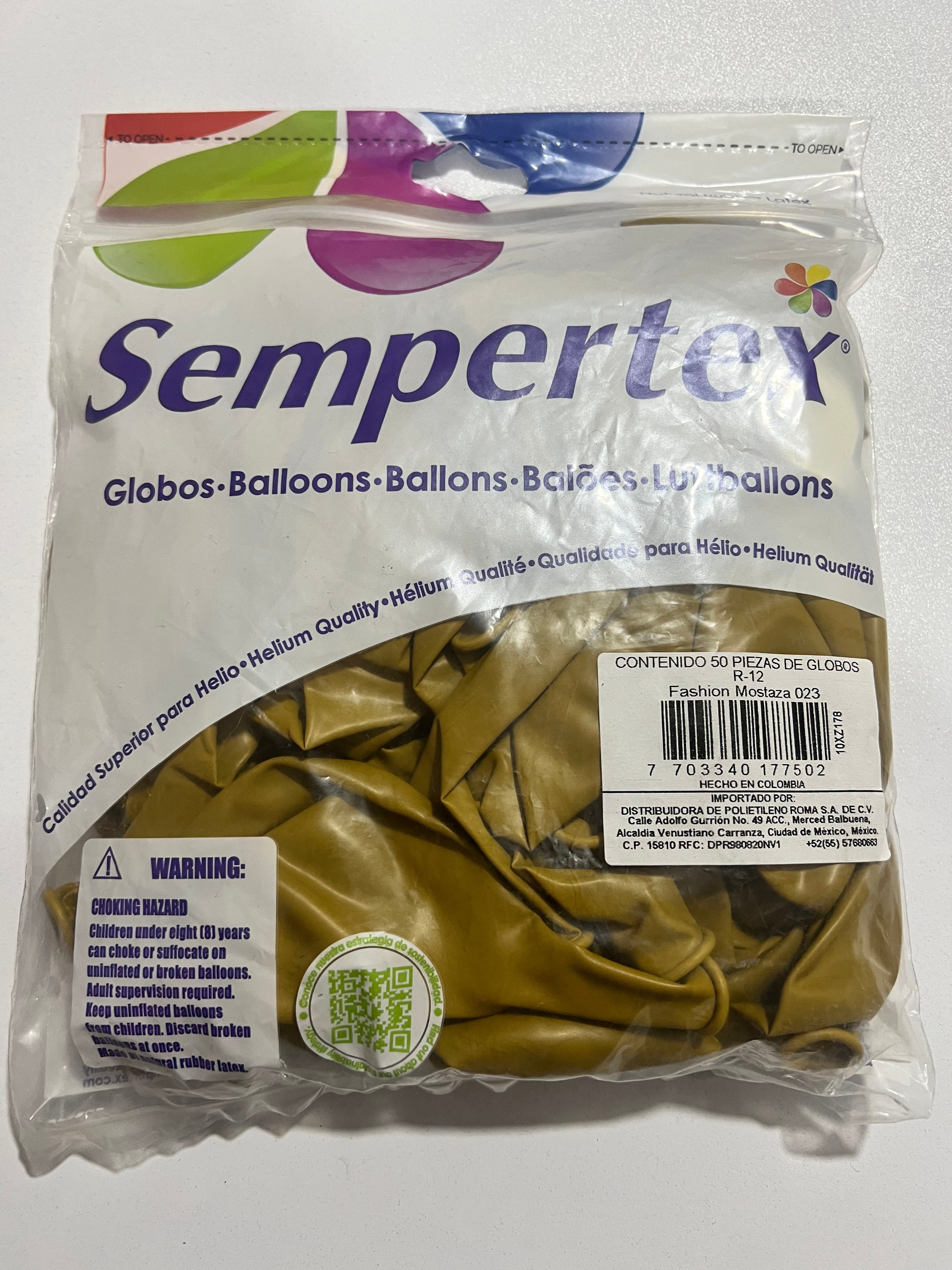 Sempertex R 12 Fashion Mostaza 50 Piezas.