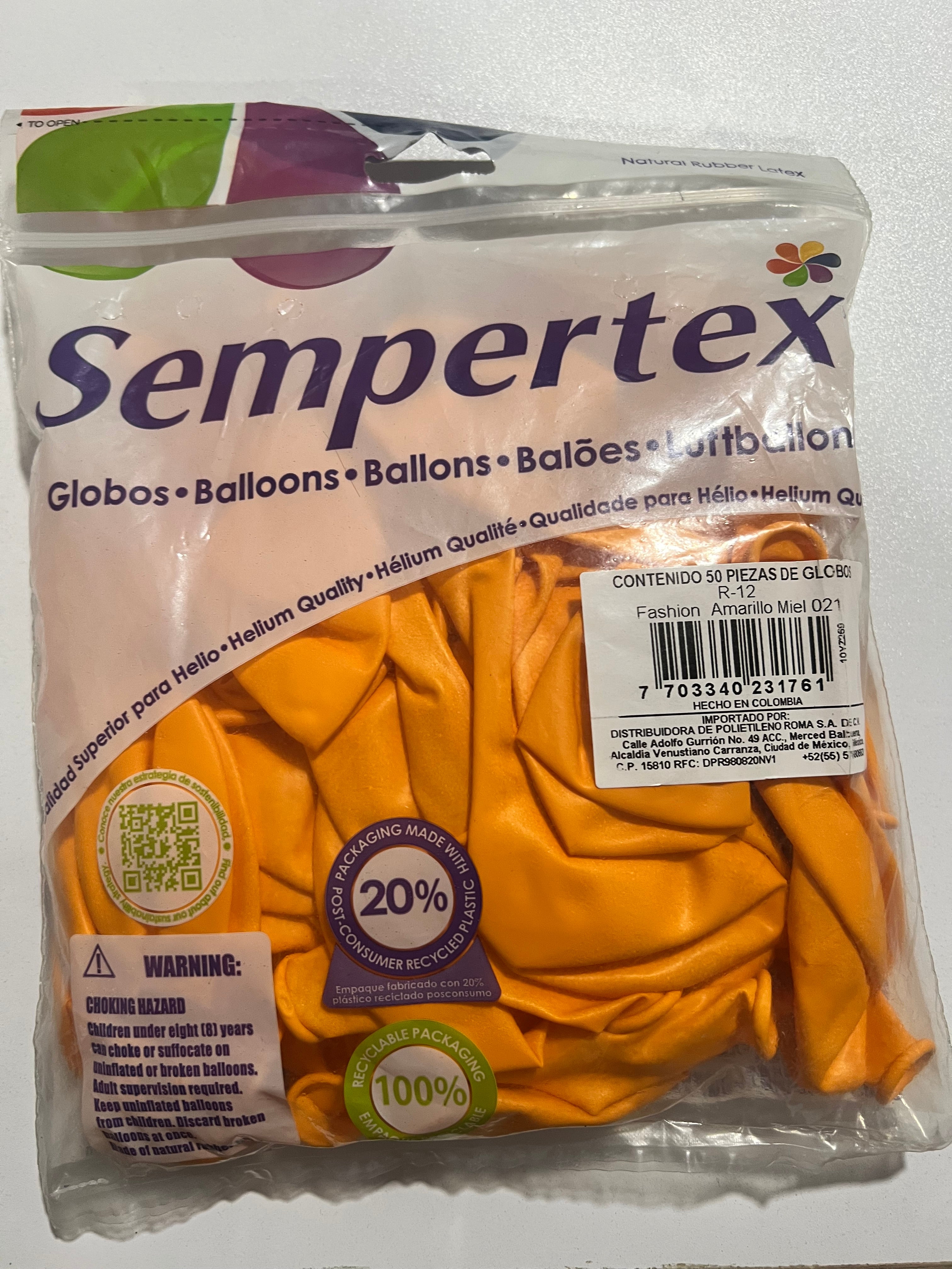 Sempertex R 12 Fashion Amarillo Miel 50 Piezas.